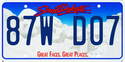 SD license plate 87WD07