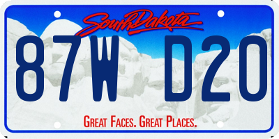 SD license plate 87WD20