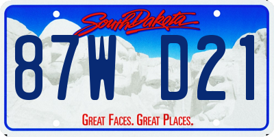 SD license plate 87WD21