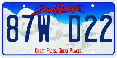 SD license plate 87WD22