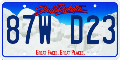 SD license plate 87WD23