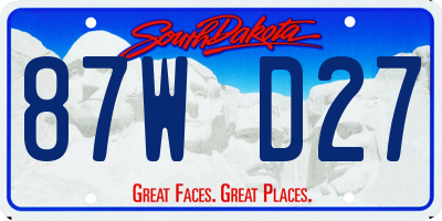 SD license plate 87WD27