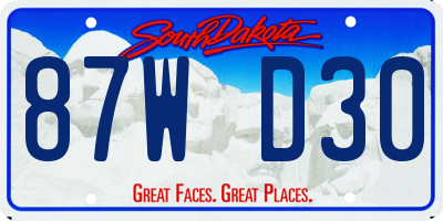 SD license plate 87WD30