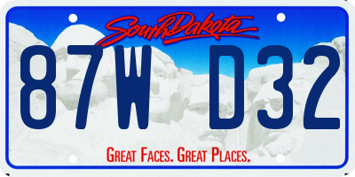 SD license plate 87WD32