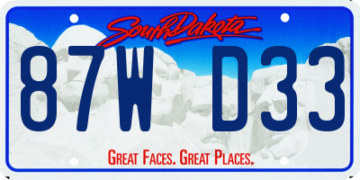 SD license plate 87WD33