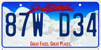 SD license plate 87WD34