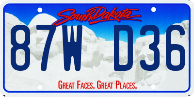 SD license plate 87WD36