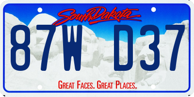 SD license plate 87WD37