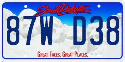 SD license plate 87WD38