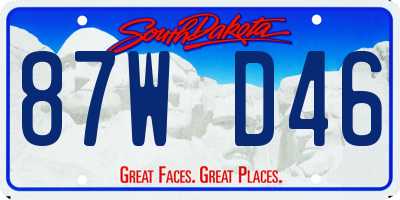 SD license plate 87WD46