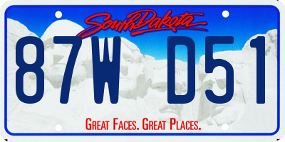 SD license plate 87WD51