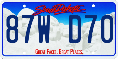 SD license plate 87WD70