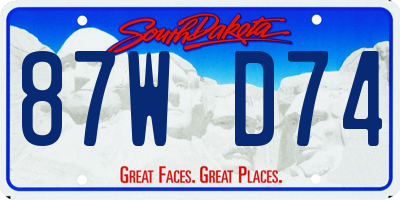 SD license plate 87WD74