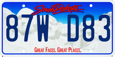 SD license plate 87WD83