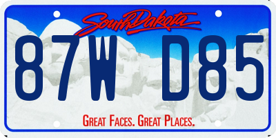 SD license plate 87WD85