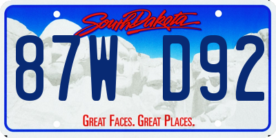 SD license plate 87WD92