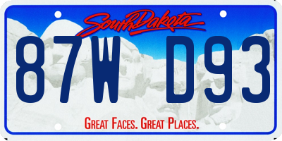 SD license plate 87WD93