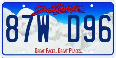 SD license plate 87WD96