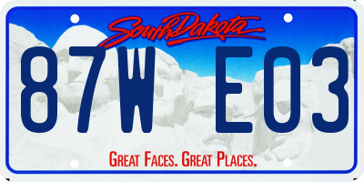 SD license plate 87WE03