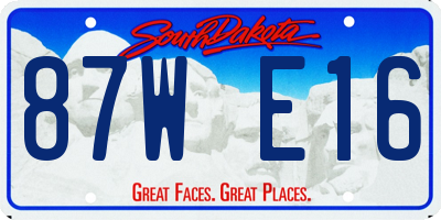 SD license plate 87WE16