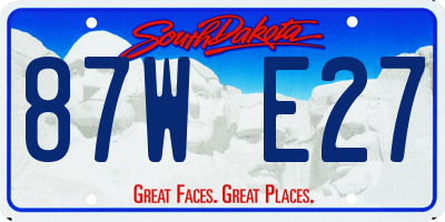 SD license plate 87WE27