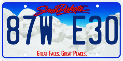 SD license plate 87WE30