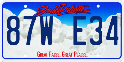 SD license plate 87WE34