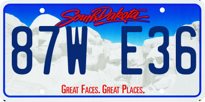 SD license plate 87WE36