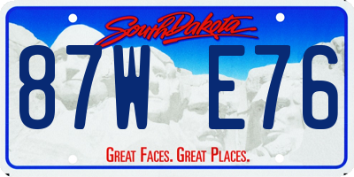 SD license plate 87WE76