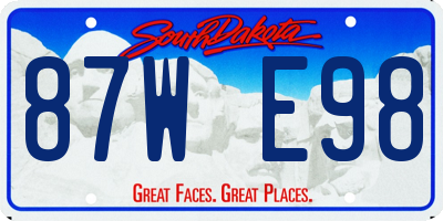 SD license plate 87WE98