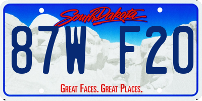 SD license plate 87WF20