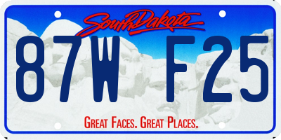SD license plate 87WF25
