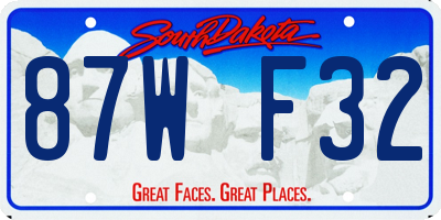 SD license plate 87WF32