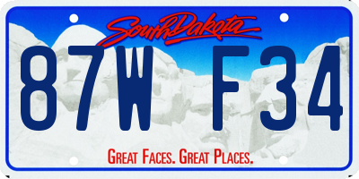 SD license plate 87WF34