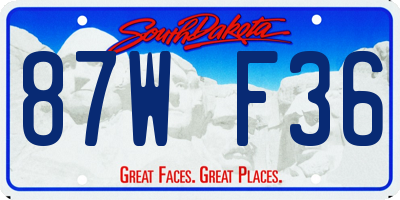SD license plate 87WF36