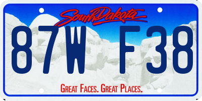SD license plate 87WF38