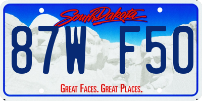 SD license plate 87WF50