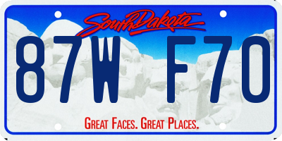 SD license plate 87WF70