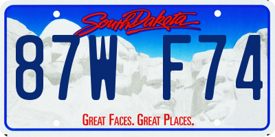 SD license plate 87WF74