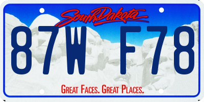 SD license plate 87WF78