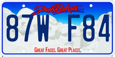 SD license plate 87WF84