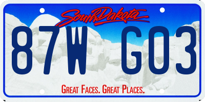 SD license plate 87WG03