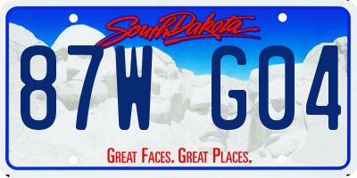 SD license plate 87WG04