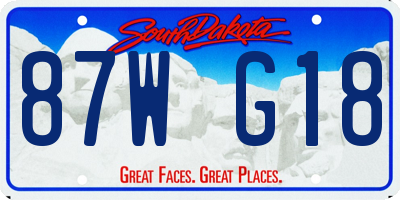 SD license plate 87WG18