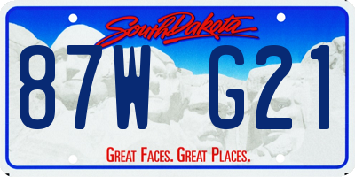 SD license plate 87WG21