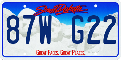 SD license plate 87WG22