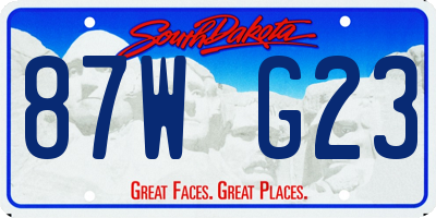 SD license plate 87WG23