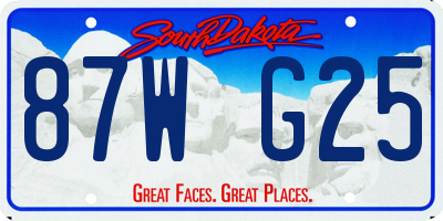 SD license plate 87WG25