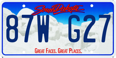 SD license plate 87WG27
