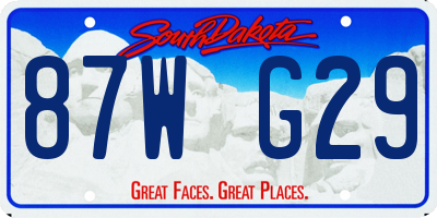SD license plate 87WG29